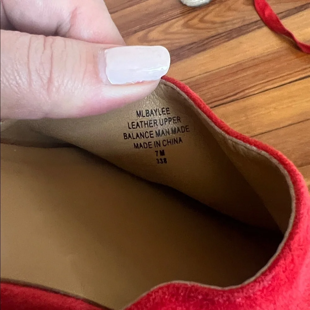 Marc Fisher Baylee Red Suede Ankle Tie Espadrille Wedges Size 7